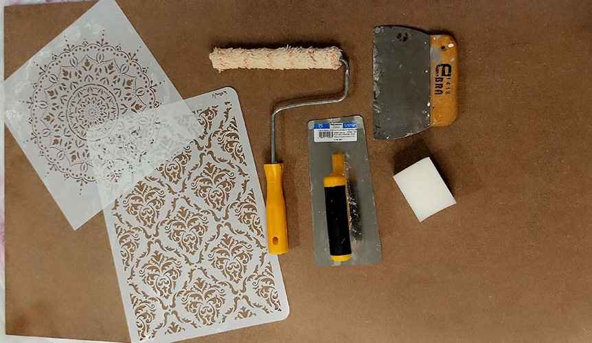 ابزار و وسایل مورد نیاز برای پتینه با شابلون