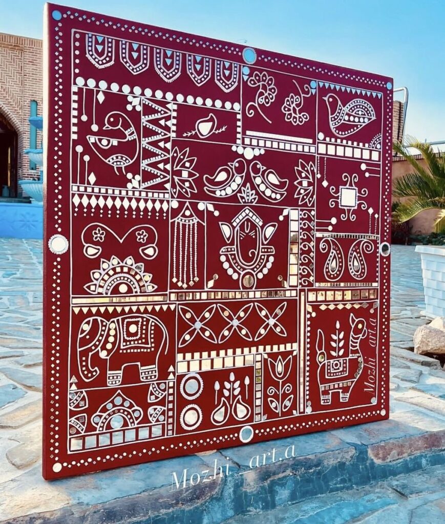 نمونه طرح تابلو لیپان آرت با آینه