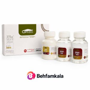 رزین اپوکسی شفاف 375 گرمی به همراه هاردنر (خشک کن) نیمه رقیق گاندو