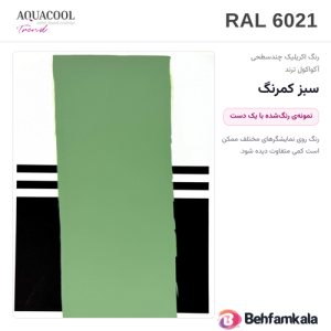 کارت رنگ آکواکول ترند RAL 6021 — نمونه‌ی رنگ‌شده با یک دست